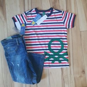 NWT Benetton bundle shirt + Jean's 3t- 4t